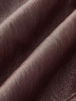 COMMENSE Outerwear|Coats^Fleece Lined Faux Leather Zipper Coat Burgundy