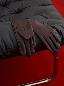 COMMENSE Accessories^Fleece Lined Goatskin Gloves Burgundy