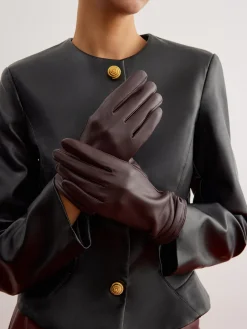 COMMENSE Accessories^Fleece Lined Goatskin Gloves Burgundy