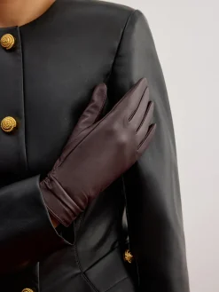 COMMENSE Accessories^Fleece Lined Goatskin Gloves Burgundy