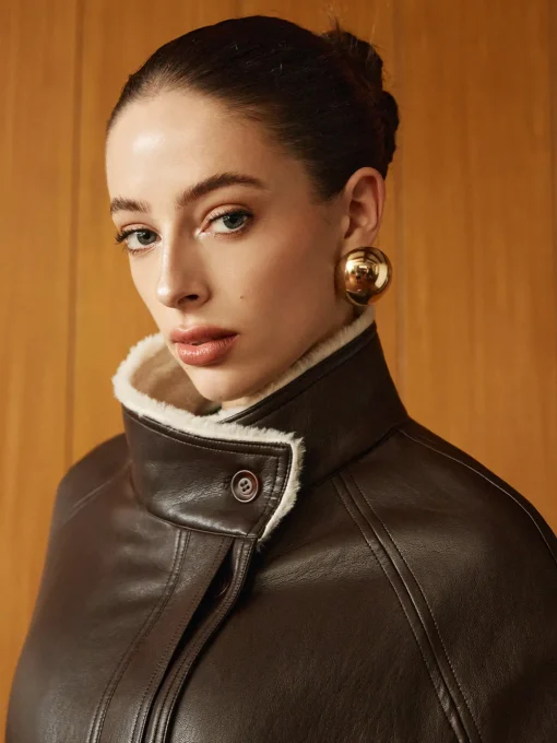 COMMENSE Outerwear|Jackets^Fleecing PU Leather Belted Jacket DarkBrown