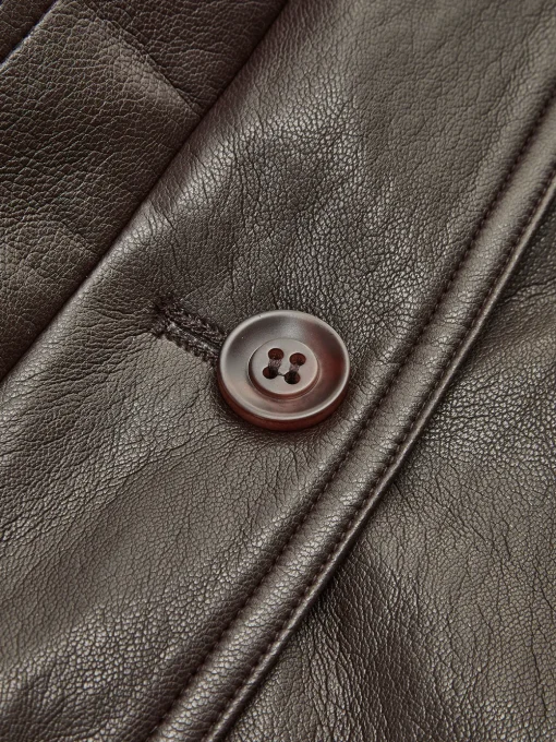 COMMENSE Outerwear|Jackets^Fleecing PU Leather Belted Jacket DarkBrown