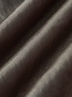 COMMENSE Outerwear|Jackets^Fleecing PU Leather Belted Jacket DarkBrown