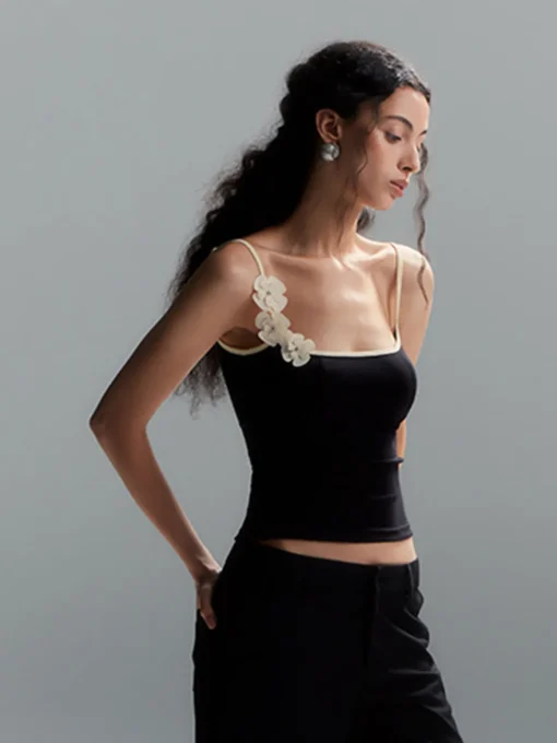 COMMENSE Tank Tops & Camis|Tops^Floral Contrast Trim Bodycon Cami Top Red