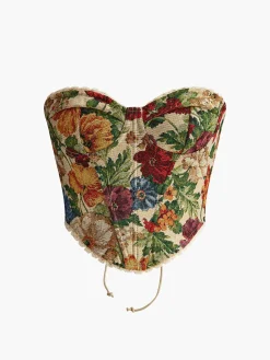 COMMENSE Corset Tops|Tops^Floral Drawstring Corset Multicolor