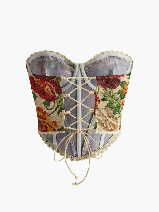 COMMENSE Corset Tops|Tops^Floral Drawstring Corset Multicolor