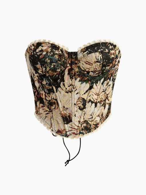 COMMENSE Corset Tops|Tops^Floral Drawstring Corset Multicolor
