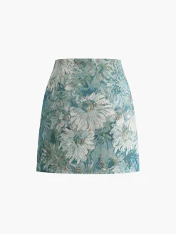 COMMENSE Skirts|Bottoms^Floral Embroidery Split Mini Skirt Multicolor