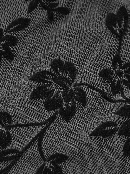 COMMENSE Corset Tops|Tops^Floral Mesh Structured Corset Black