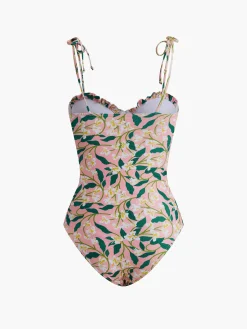 COMMENSE Swimwear|Tops^Floral One Piece Swimsuit Pink