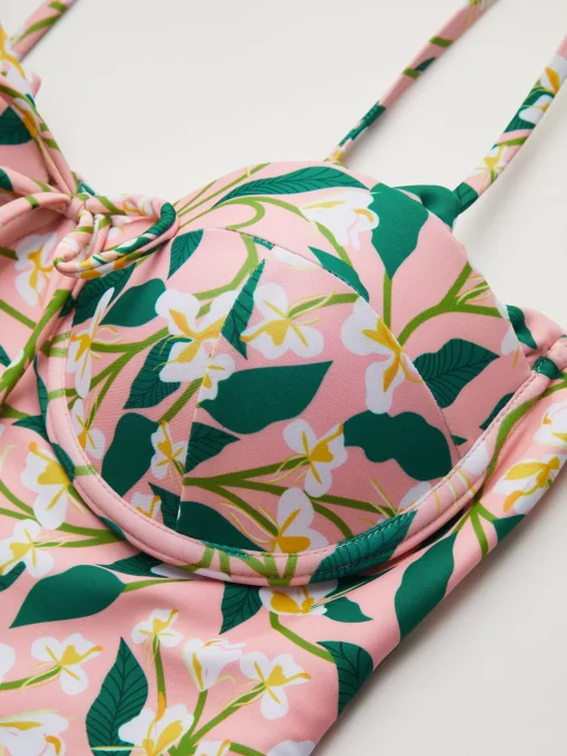COMMENSE Swimwear|Tops^Floral One Piece Swimsuit Pink