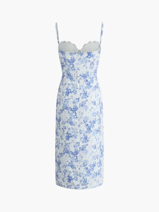 COMMENSE Floral Dresses|Cocktail & Party Dresses^Floral Print Cami Midi Dress Blue