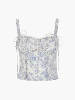 COMMENSE Tank Tops & Camis|Tops^Floral Printed Cami Top LightBlue