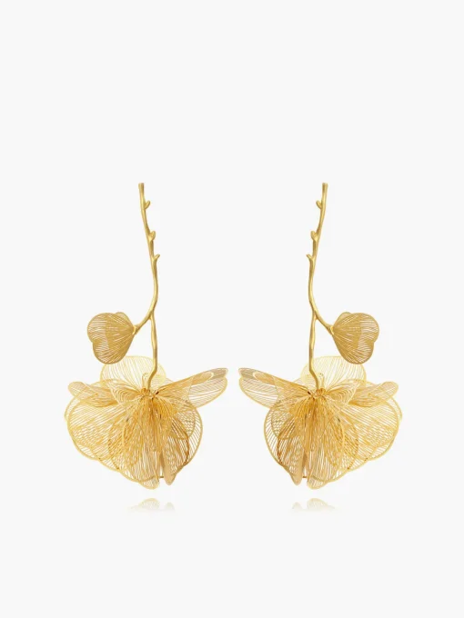 COMMENSE Earrings|Accessories^Flower Dangle Earrings Gold