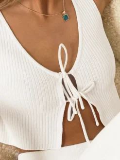 COMMENSE Crop Tops|Tank Tops & Camis^Fly Away Tied Rib Crop Tank Top White