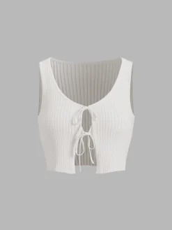COMMENSE Crop Tops|Tank Tops & Camis^Fly Away Tied Rib Crop Tank Top White
