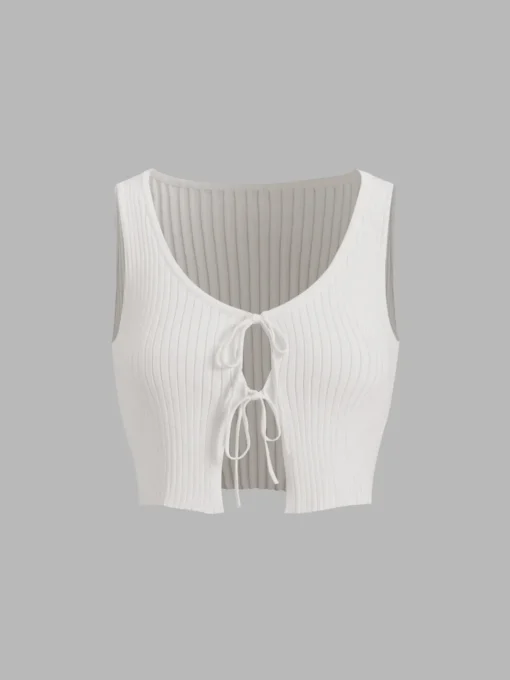 COMMENSE Crop Tops|Tank Tops & Camis^Fly Away Tied Rib Crop Tank Top White