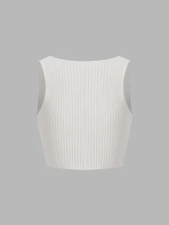 COMMENSE Crop Tops|Tank Tops & Camis^Fly Away Tied Rib Crop Tank Top White