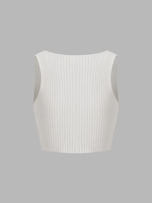 COMMENSE Crop Tops|Tank Tops & Camis^Fly Away Tied Rib Crop Tank Top White