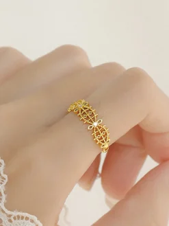 COMMENSE Rings & Bracelets|Accessories^French Hollow Rhinestone Crown Ring Gold