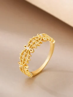 COMMENSE Rings & Bracelets|Accessories^French Hollow Rhinestone Crown Ring Gold