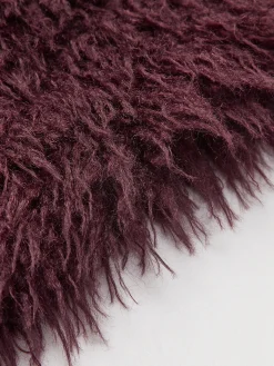 COMMENSE Outerwear|Coats^Fuzzy Faux Fur Short Coat Burgundy