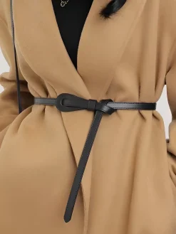 COMMENSE Belts & Chain|Accessories^Genuine Leather Knotted Slim Belt Black