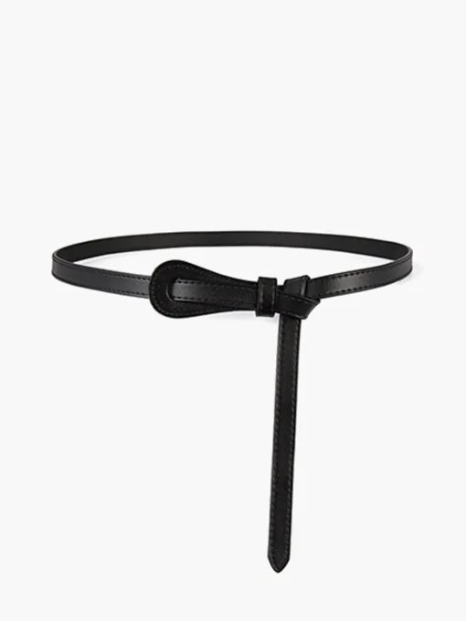 COMMENSE Belts & Chain|Accessories^Genuine Leather Knotted Slim Belt Black