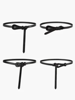 COMMENSE Belts & Chain|Accessories^Genuine Leather Knotted Slim Belt Black