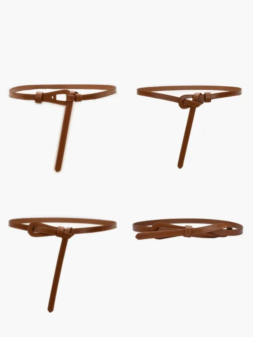 COMMENSE Belts & Chain|Accessories^Genuine Leather Knotted Slim Belt Black