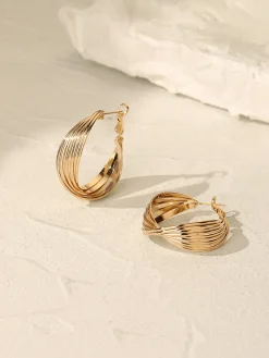 COMMENSE Earrings|Accessories^Geometric Metallic Earrings Golden