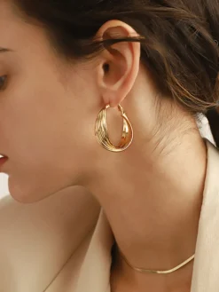 COMMENSE Earrings|Accessories^Geometric Metallic Earrings Golden