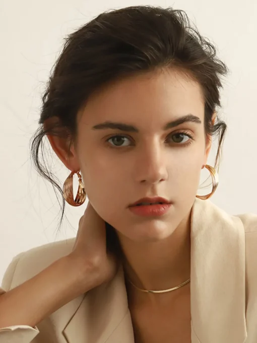 COMMENSE Earrings|Accessories^Geometric Metallic Earrings Golden