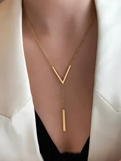 COMMENSE Necklaces|Accessories^Geometric Pendant Chain Necklace Gold
