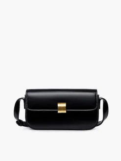 COMMENSE Bags|Accessories^Glossy Buckle Clutch & Shoulder Bag Black