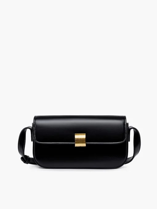 COMMENSE Bags|Accessories^Glossy Buckle Clutch & Shoulder Bag Black