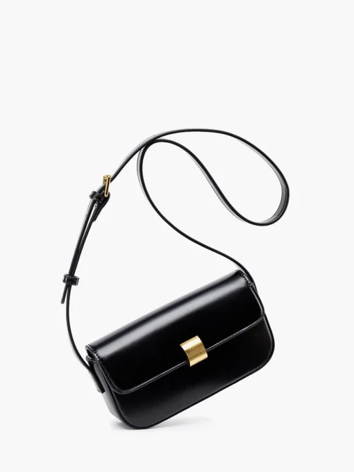 COMMENSE Bags|Accessories^Glossy Buckle Clutch & Shoulder Bag Black