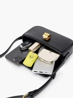 COMMENSE Bags|Accessories^Glossy Buckle Clutch & Shoulder Bag Black