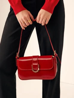 COMMENSE Bags|Accessories^Glossy Buckle Flap Should Bag Red