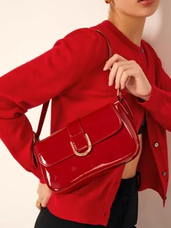 COMMENSE Bags|Accessories^Glossy Buckle Flap Should Bag Red