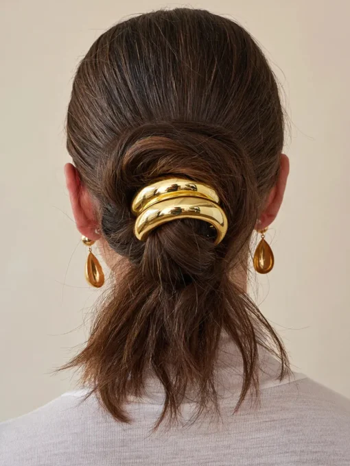 COMMENSE Hair Claws & Hats|Accessories^Glossy Triple Arch Pony Cuff Gold