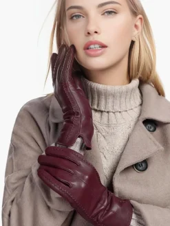 COMMENSE Accessories^Goatskin Fleece Lined Warm Gloves Burgundy