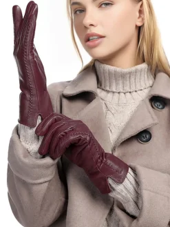 COMMENSE Accessories^Goatskin Fleece Lined Warm Gloves Burgundy