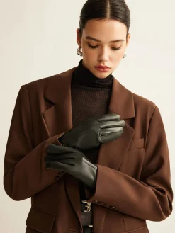 COMMENSE Accessories^Goatskin Windproof Fleece Lined Gloves Black