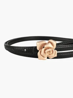 COMMENSE Belts & Chain|Accessories^Gold Buckle Rose Belt Black