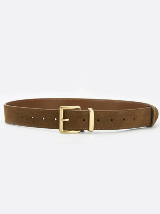 COMMENSE Belts & Chain|Accessories^Golden Buckle Suede Belt Brown