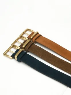 COMMENSE Belts & Chain|Accessories^Golden Buckle Suede Belt Brown