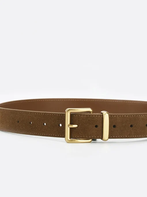 COMMENSE Belts & Chain|Accessories^Golden Buckle Suede Belt Brown