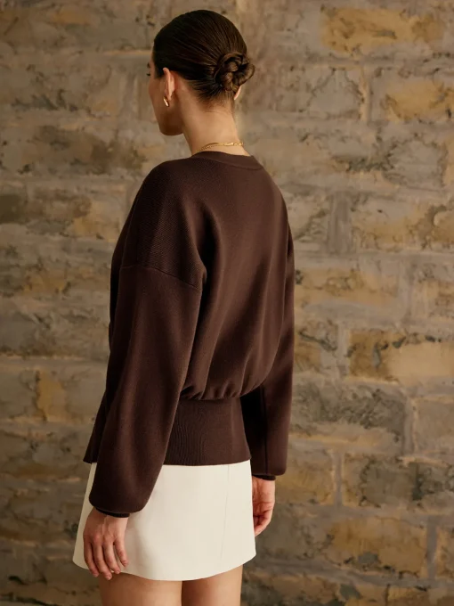COMMENSE Cardigans|Sweaters & Cardigans^Golden Button Plain Cardigan DarkBrown