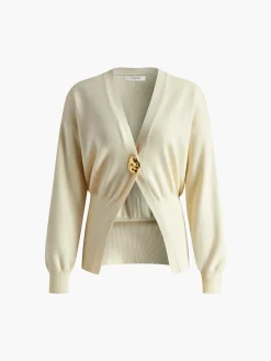 COMMENSE Cardigans|Sweaters & Cardigans^Golden Button Plain Cardigan DarkBrown